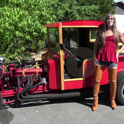 Katherine Admiring a Model-T Ford